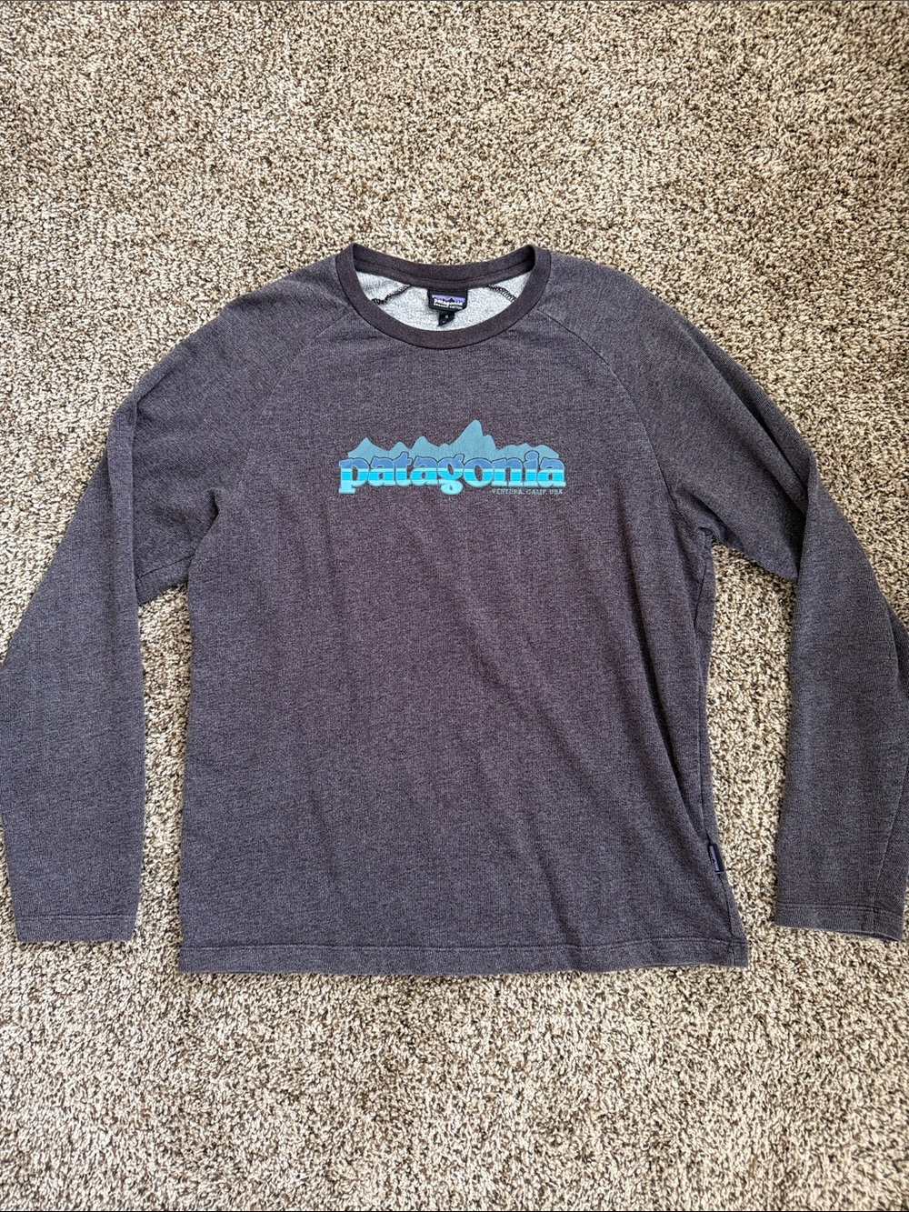 Patagonia Long Sleeve Shirt Medium Mens Gray Blue Organic Cotton
